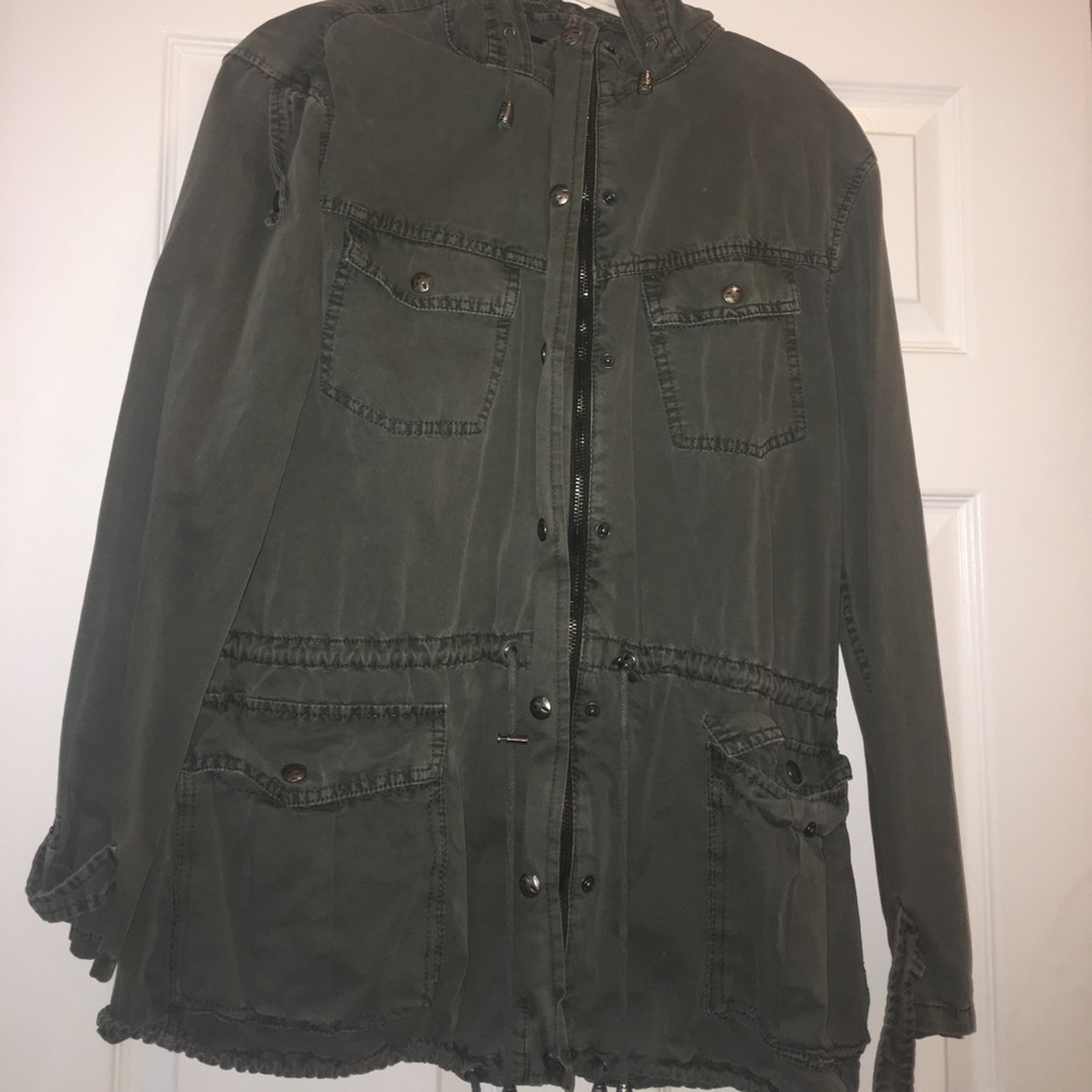 A army dark green short trench coat