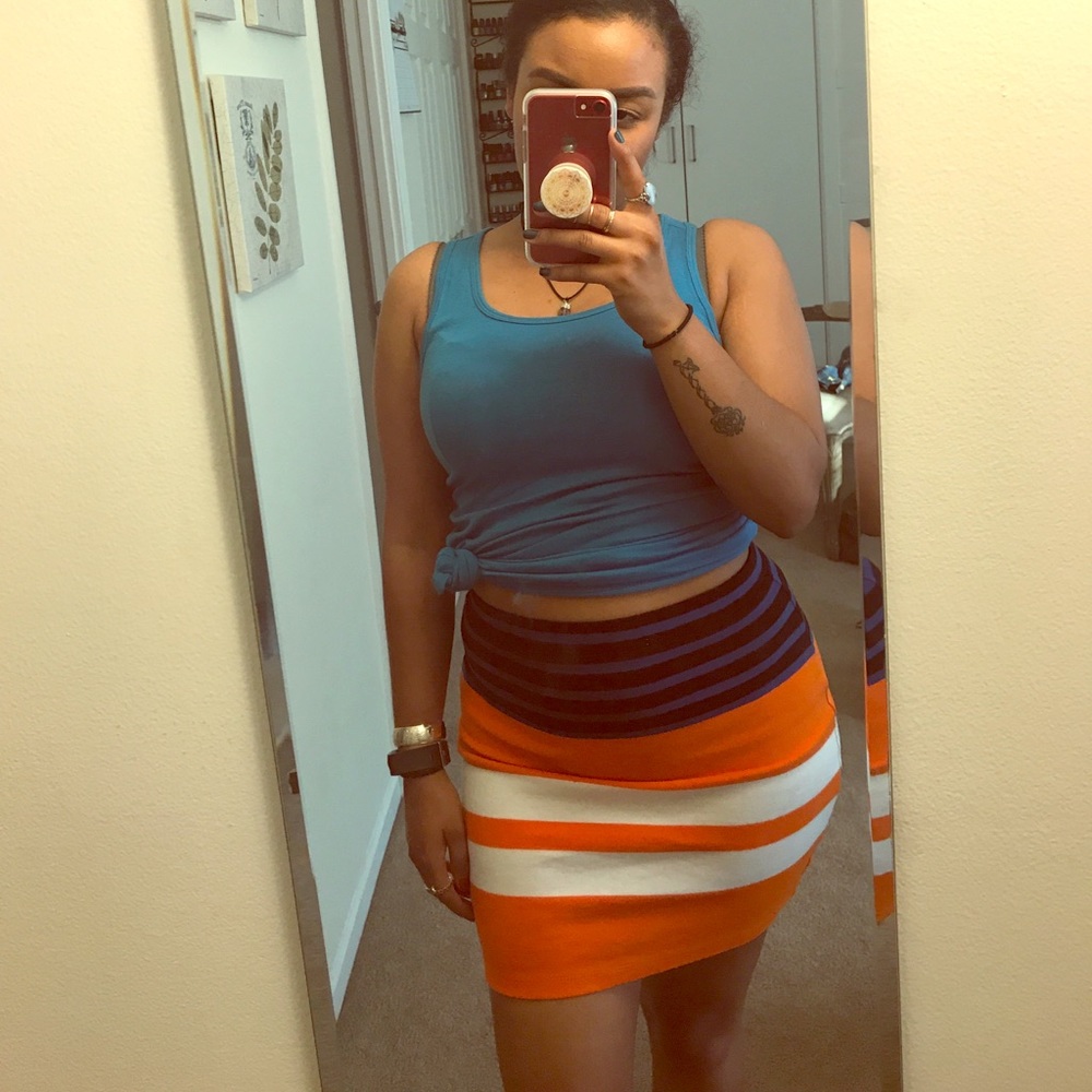 T by Alexander Wang Striped Mini Skirt