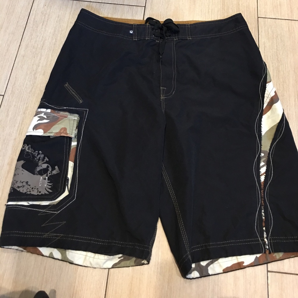 Men's black with Camo shorts/bathing Suit Hybrid