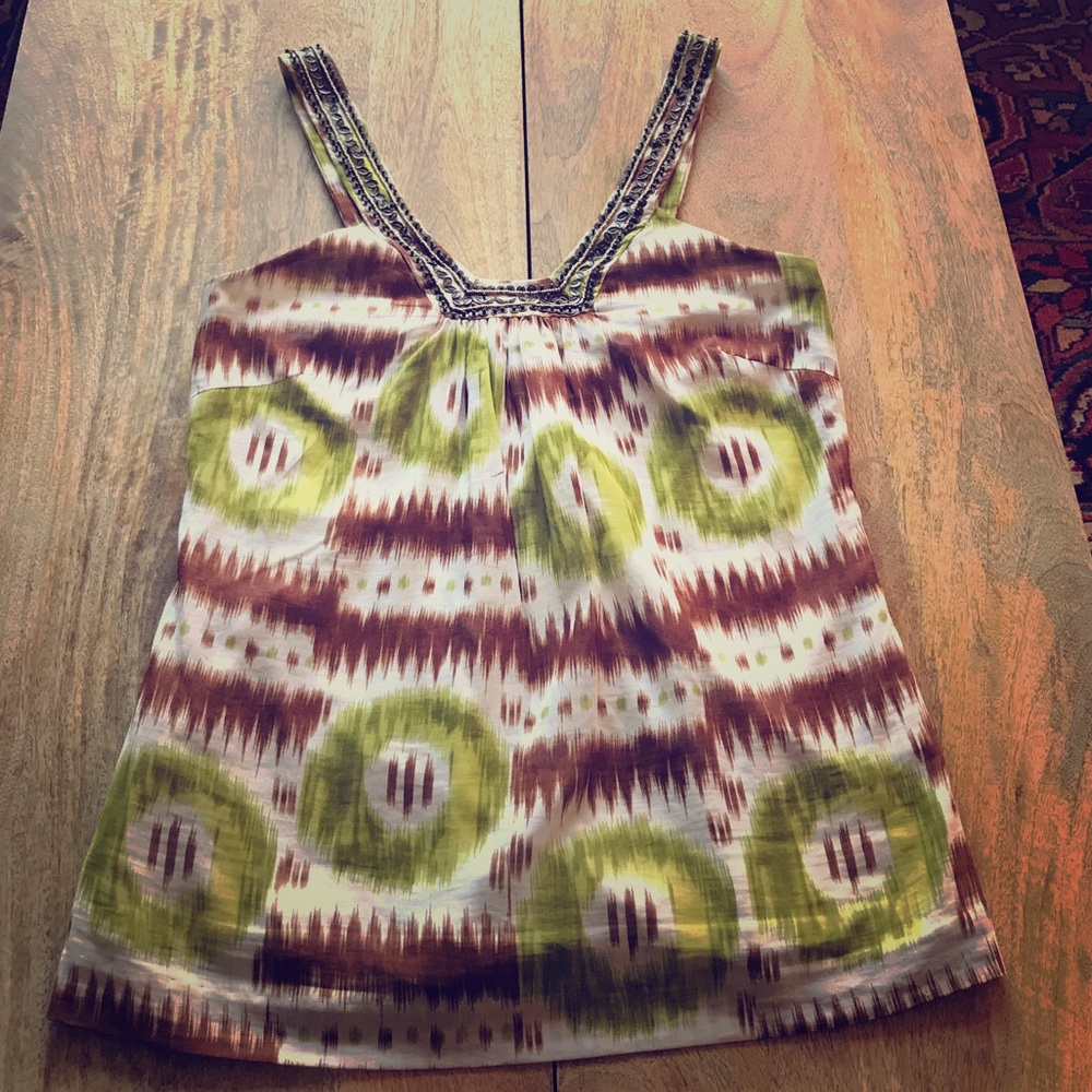 TRINA TURK Beaded Ikat Top