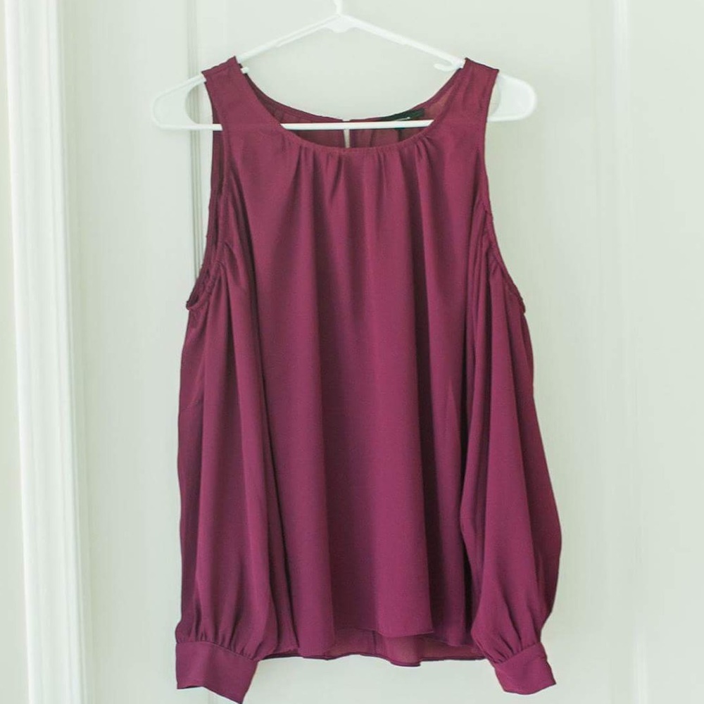 Olivaceous Berry cold shoulder blouse
