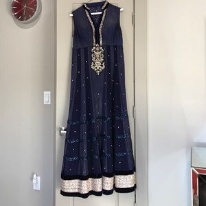 Navy Blue with Jewels Formal Indian Outfit