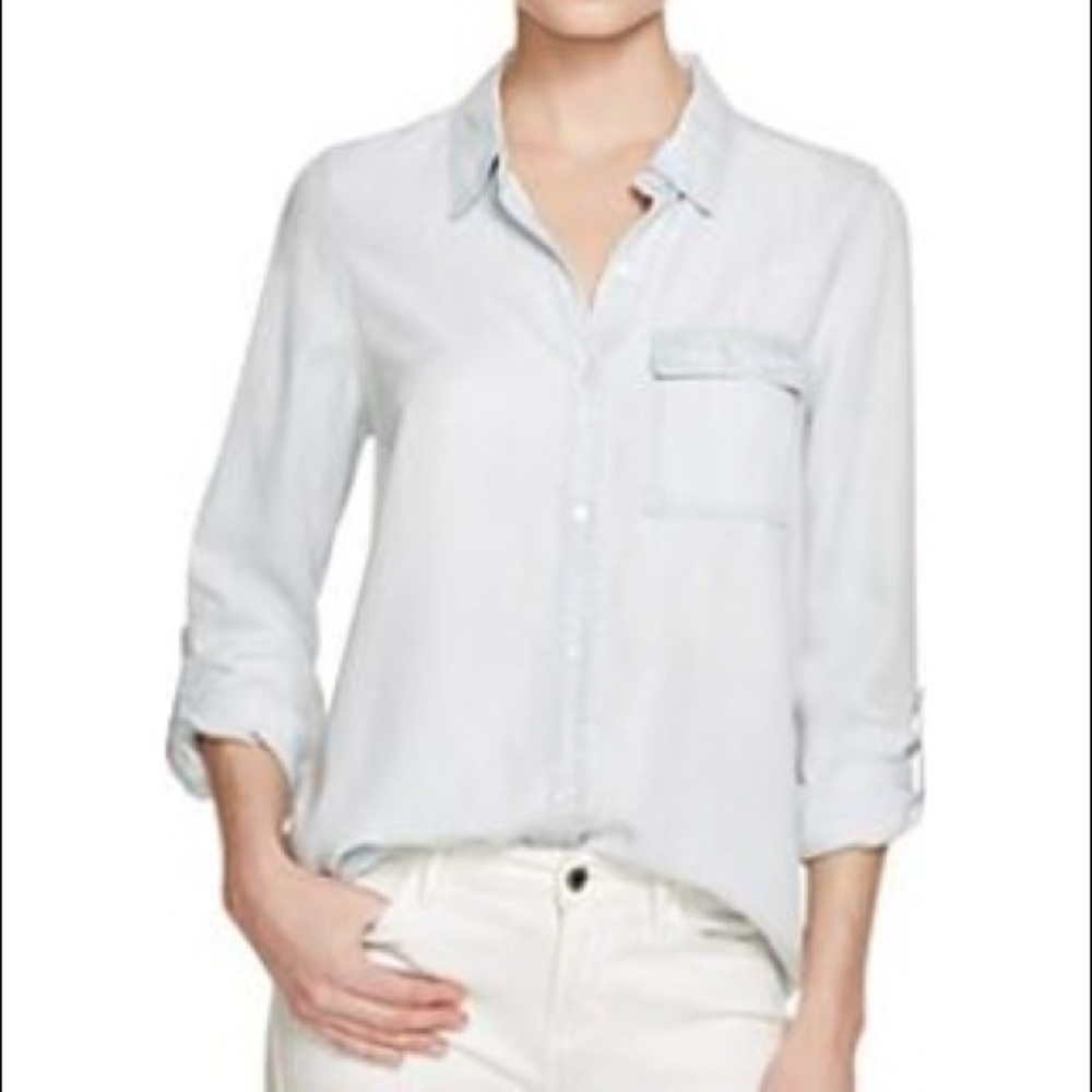 Joie soft bleached indigo button up shirt XS