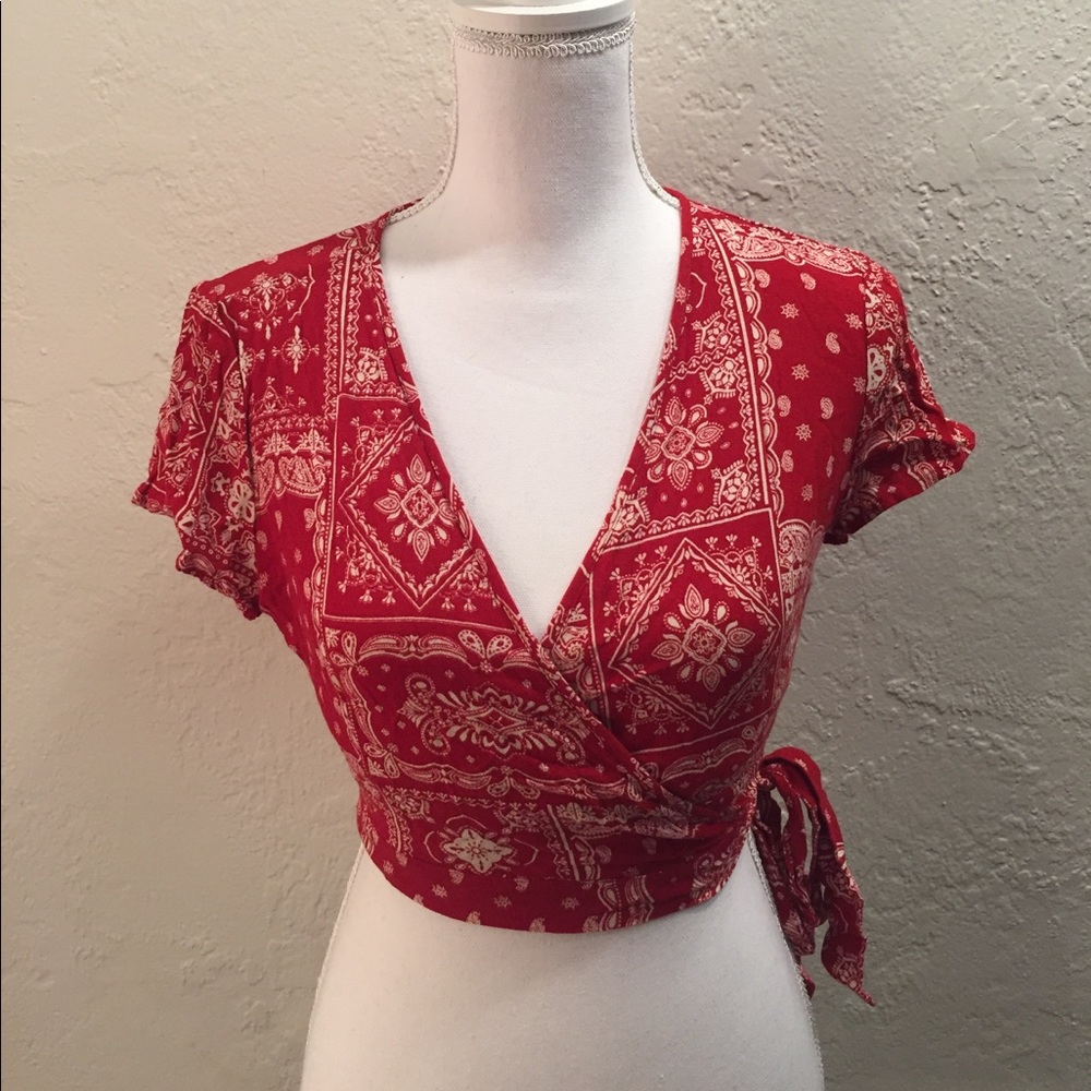 Red bandana crop top