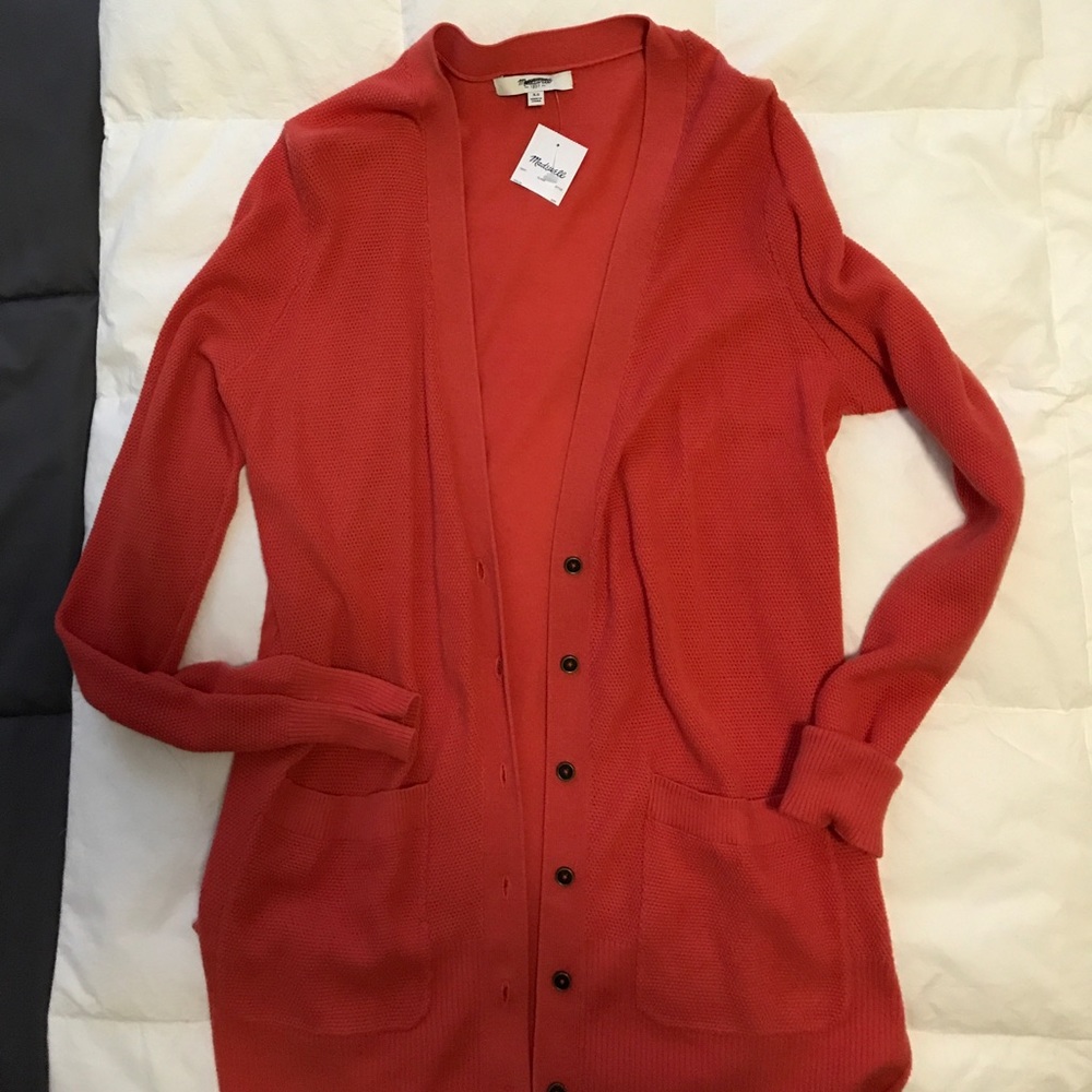 Madewell Coral Button down sweater
