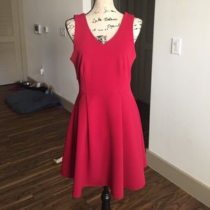 Red V neck dress