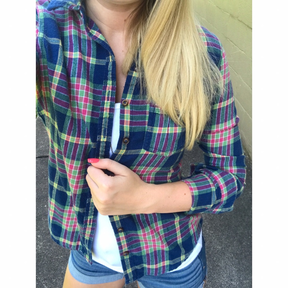 Hollister co XS flannel plaid shirt
