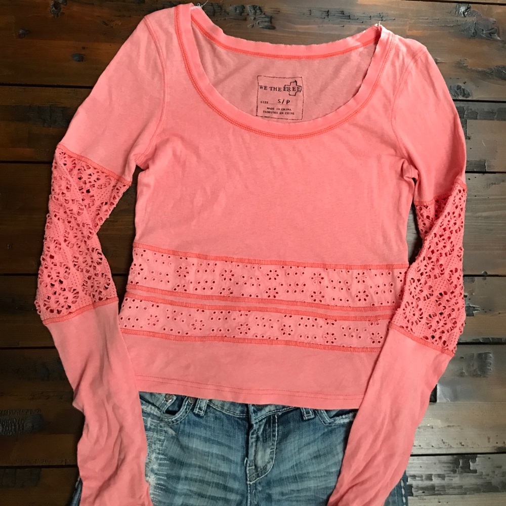 Free People Coral Long Sleeve Top - S