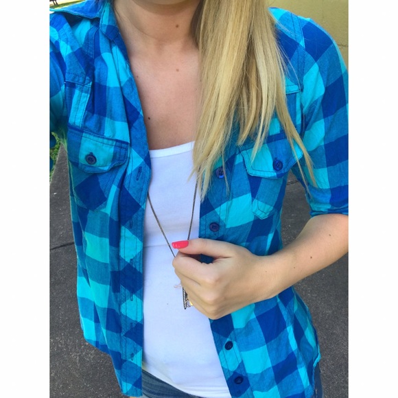 SMALL blue plaid shirt - Picture 2 of 2