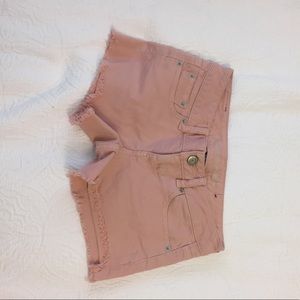 Salmon denim shorts
