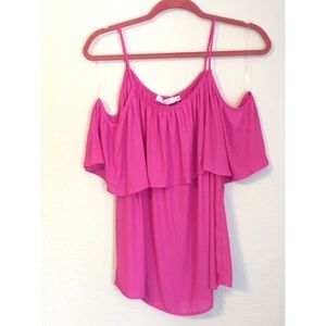 ✨Lush Hot Pink Cold Shoulder Blouse✨