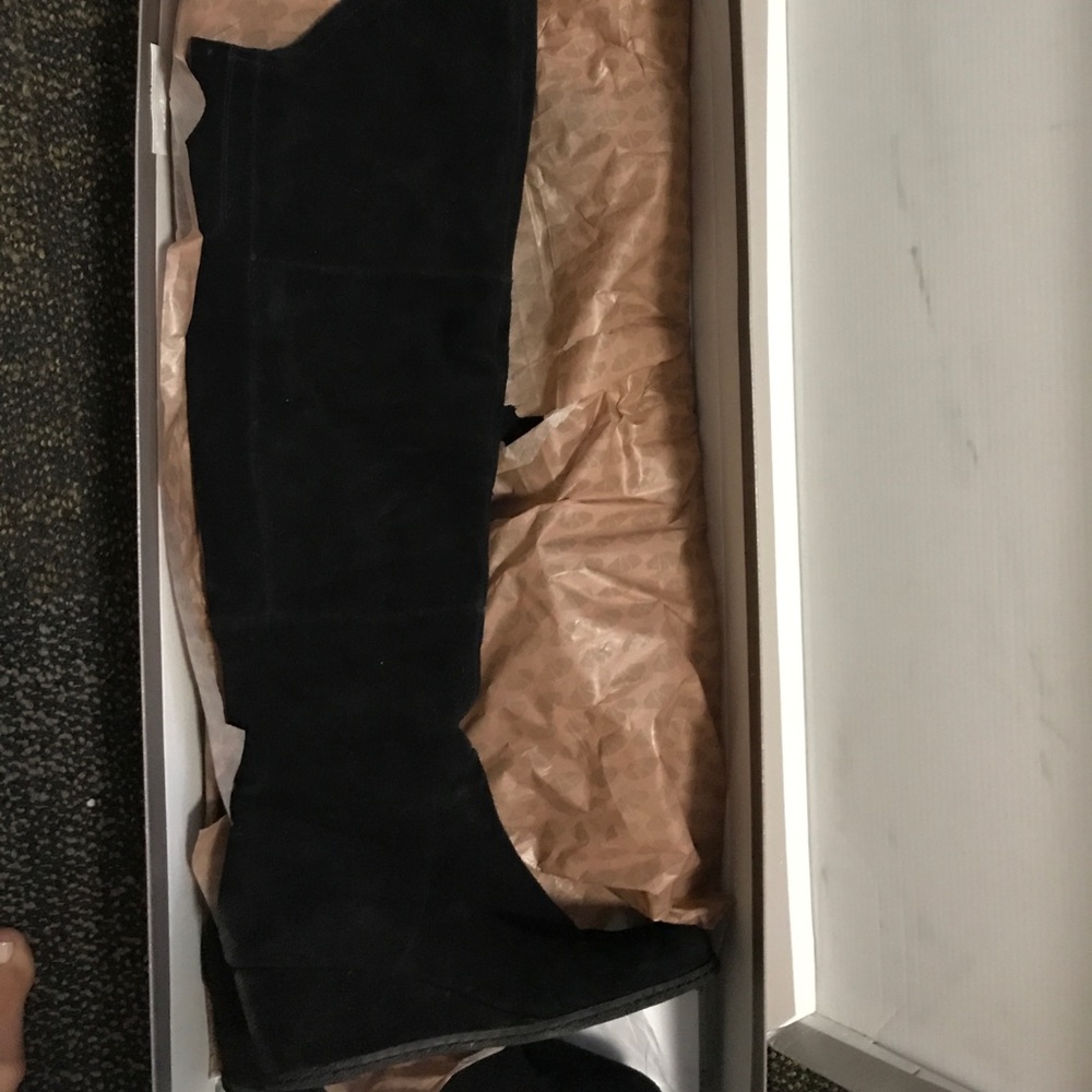 Franco Sarto Black Suede Over the Knee Boots