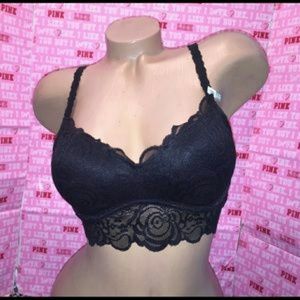 SALE VS Pink Lace Padded Push Up Bralette