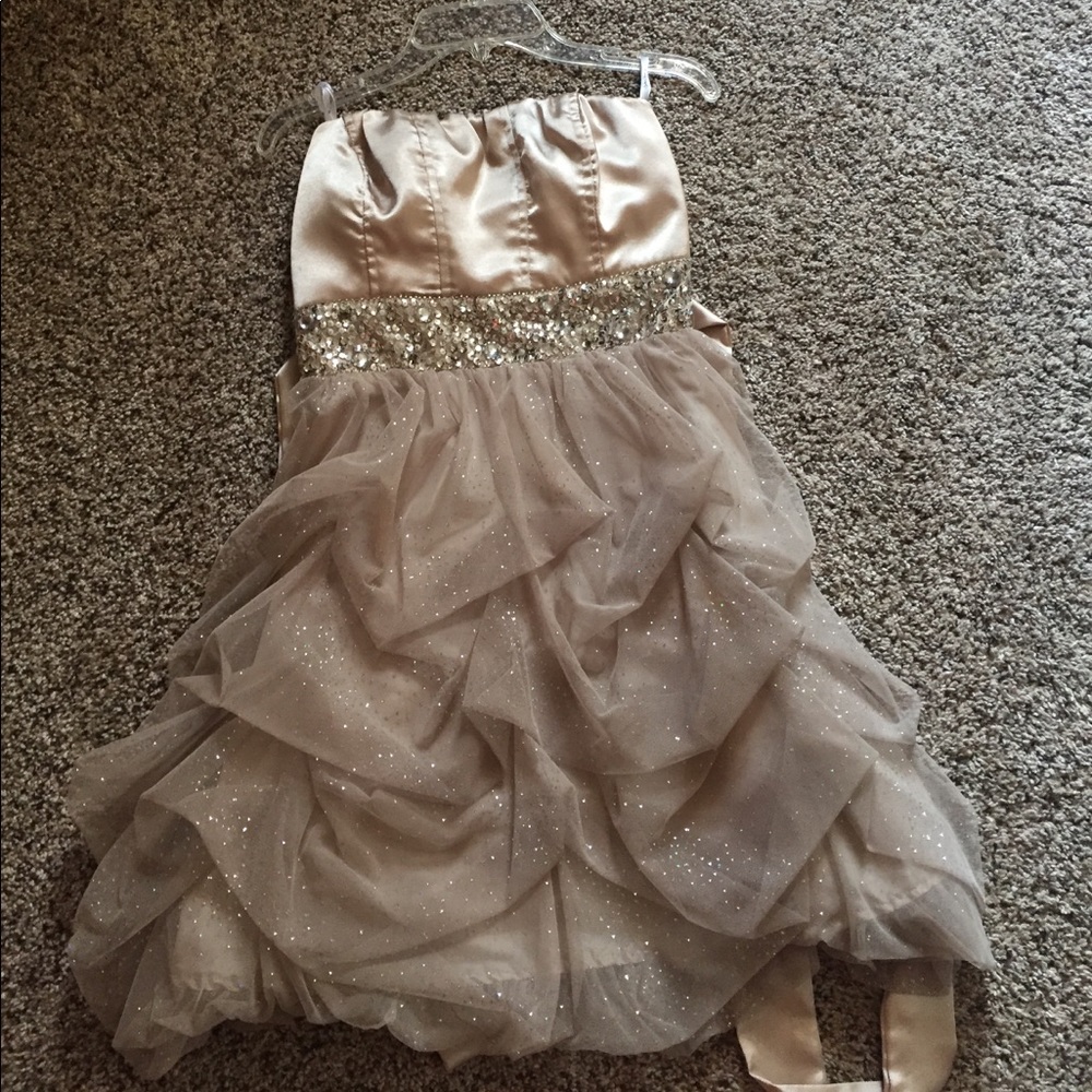 Gold strapless dress