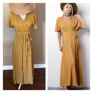 mustard wrap maxi dress