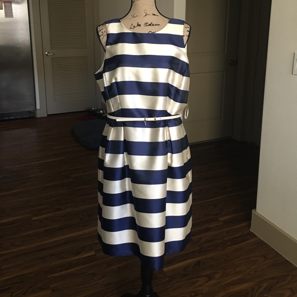 Blue and cream formal dress