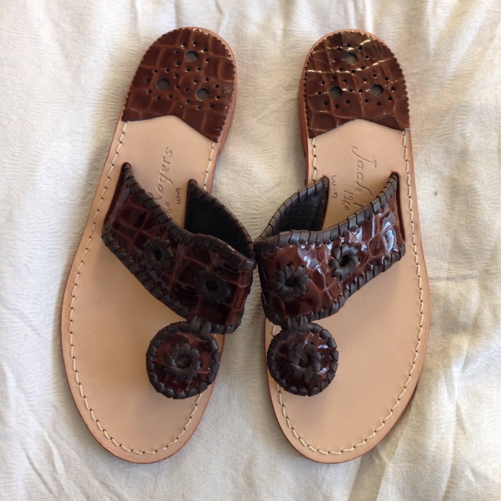 Jack Rogers Navajo sandals patent croc NEW!