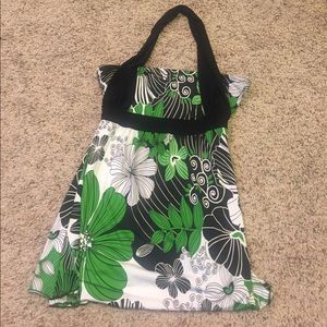 Cute floral halter top dress shirt