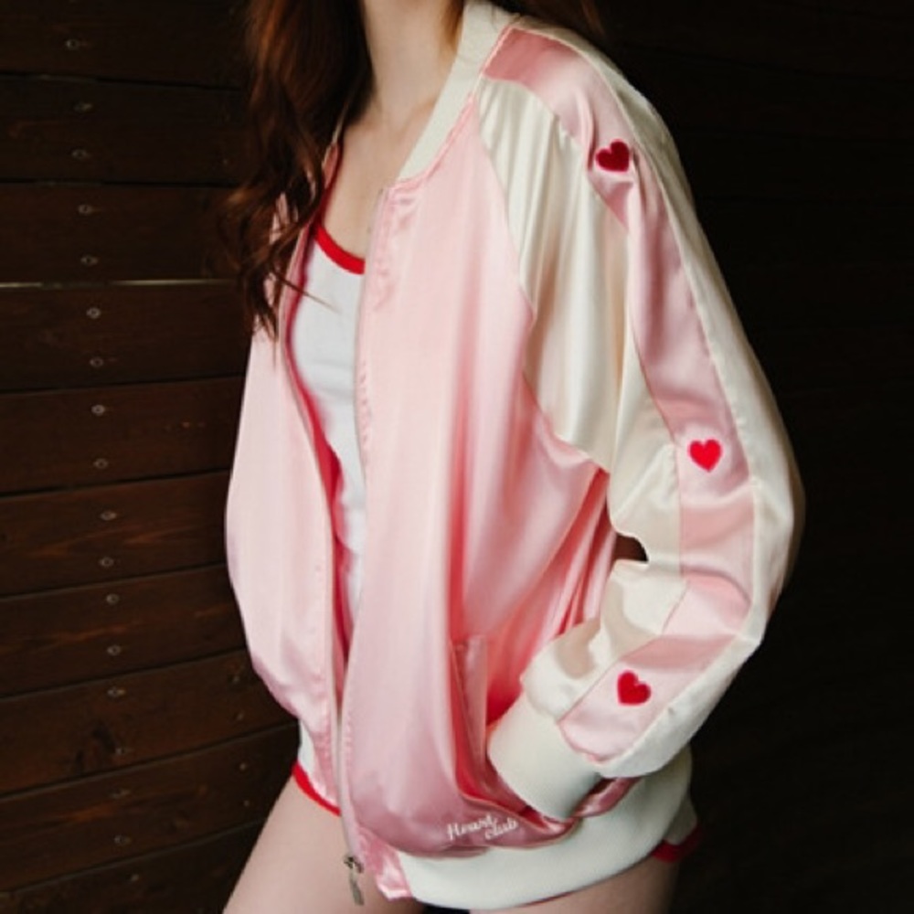 Mixxmix Heartclub silky varsity jacket
