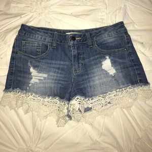 Denim and Lace Jean Shorts Altar'd State