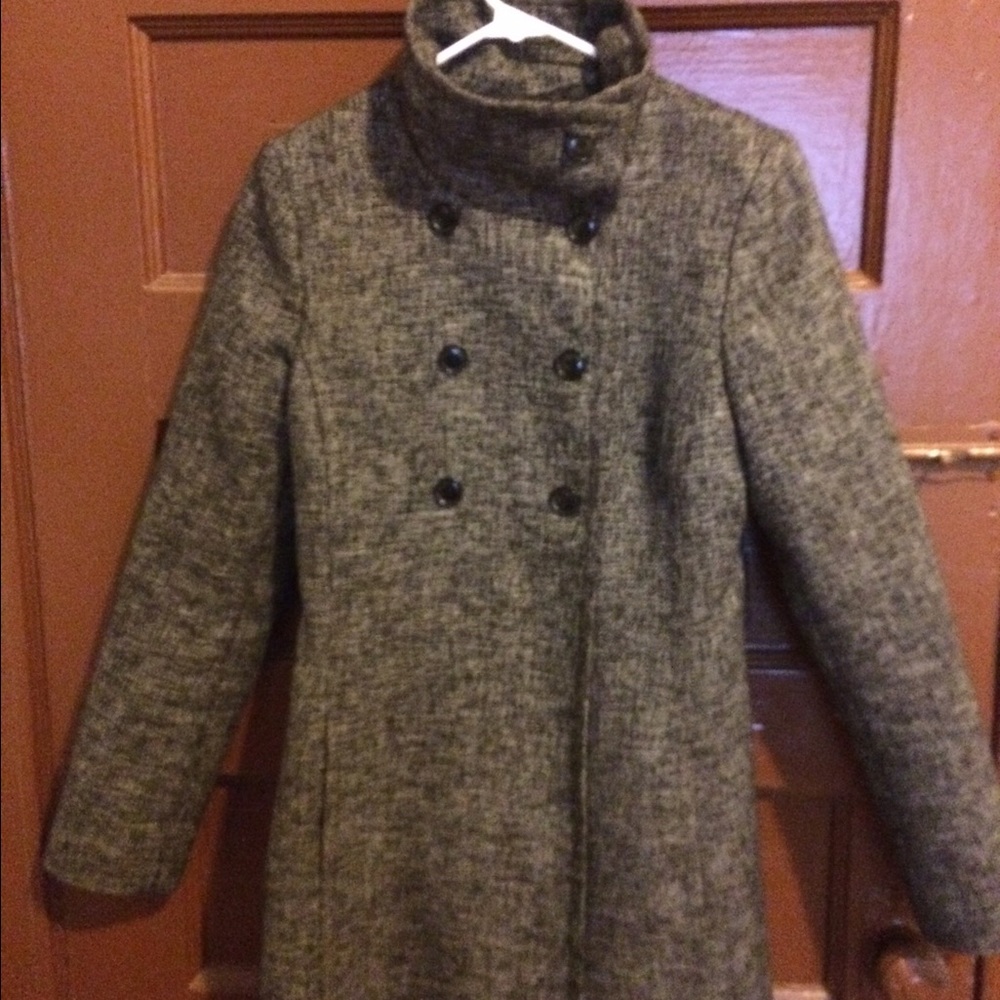 Gray high neck peacoat