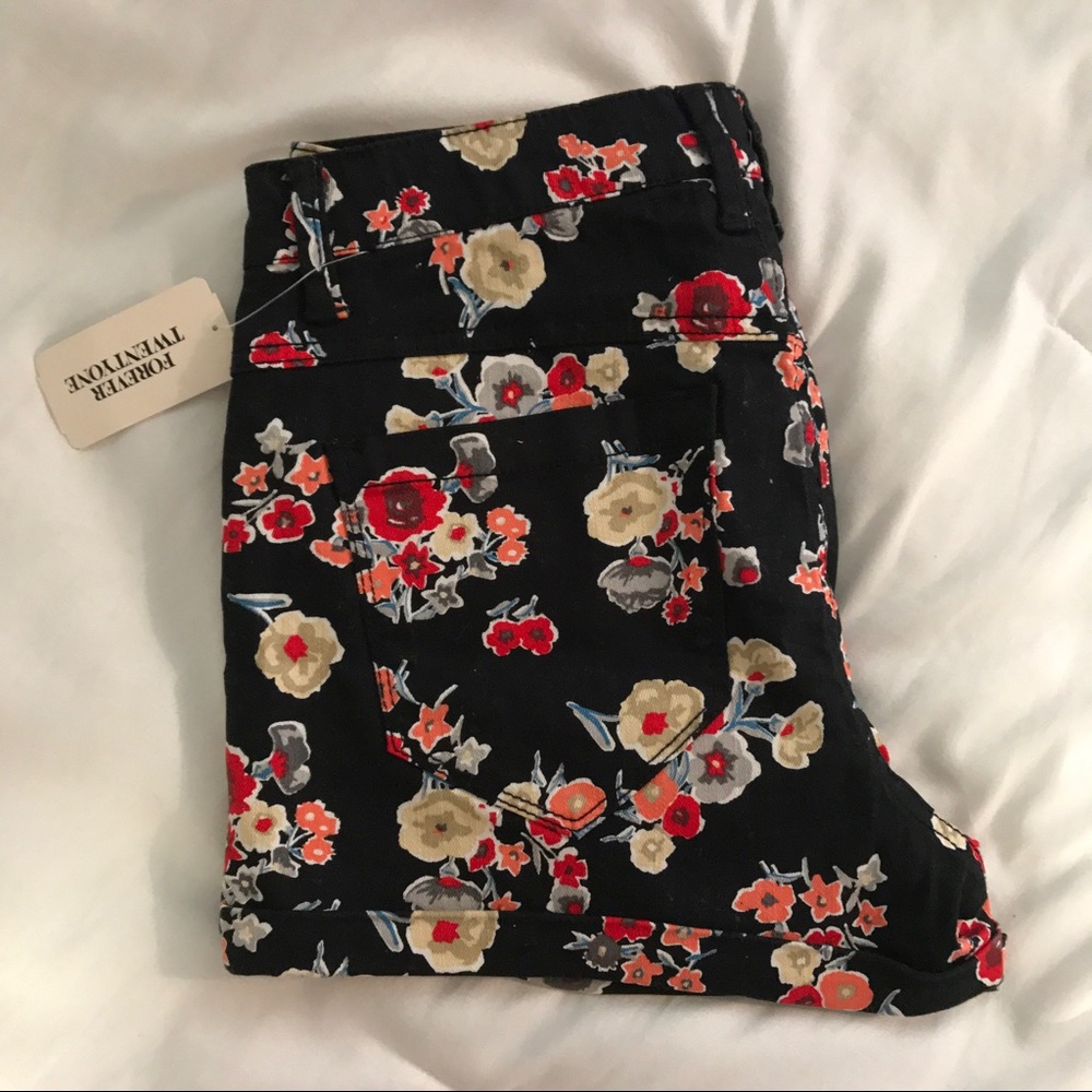 Forever 21 Floral Denim Shorts