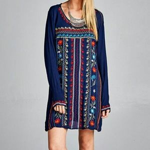 Velzera Floral Embroidered Tunic Dress