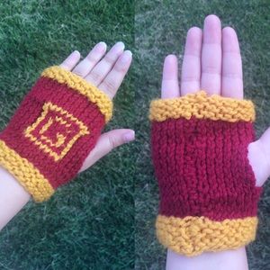 Hand knitted Harry Potter house gloves