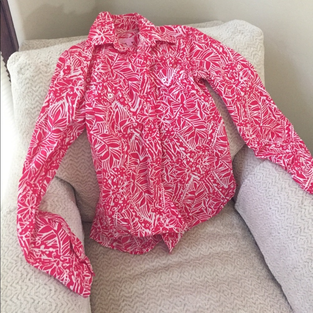 Lilly Pulitzer bright button down shirt
