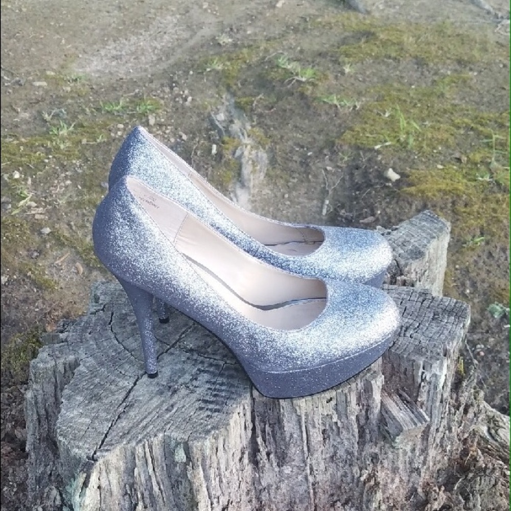 Silver Glitter Heel