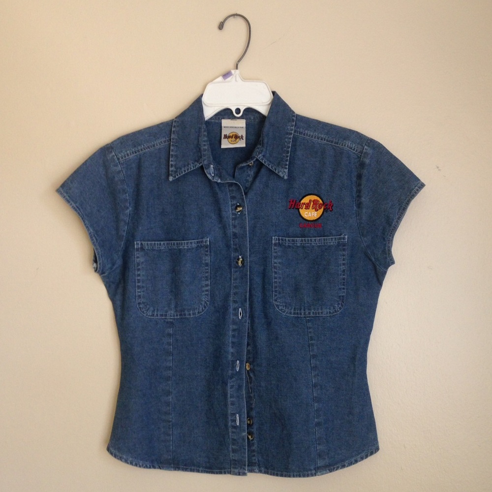 Vintage 90's Hard Rock Cafe Denim Shirt Top