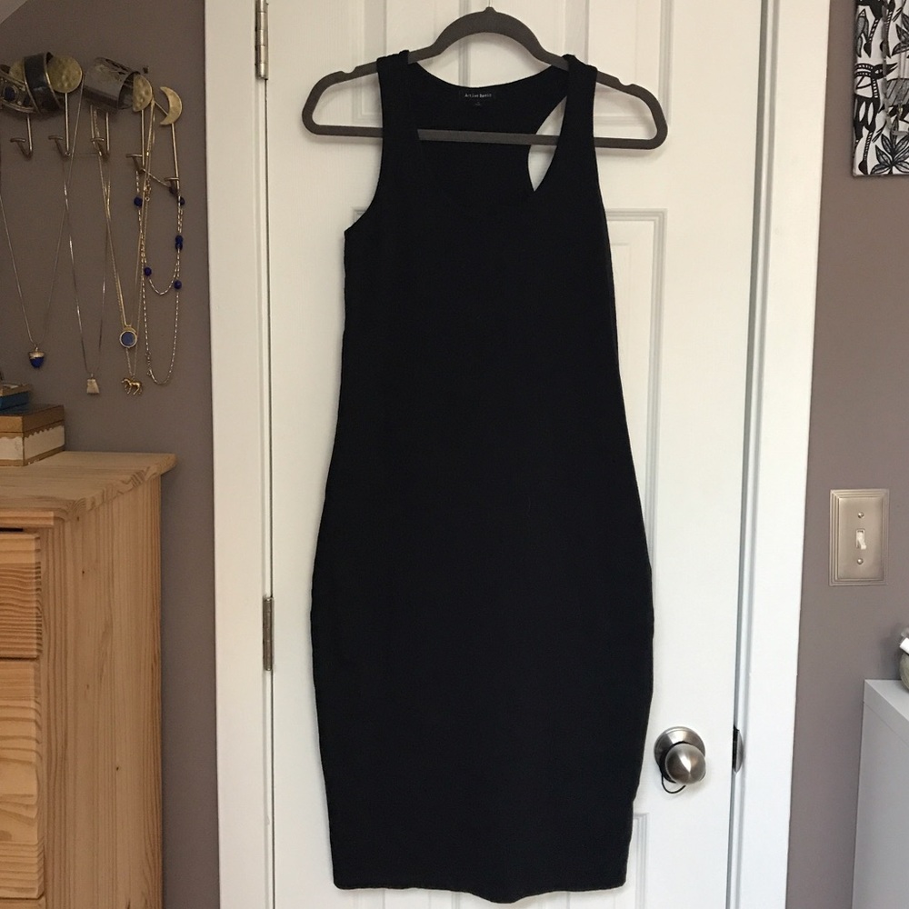Black bodycon knit racerback dress