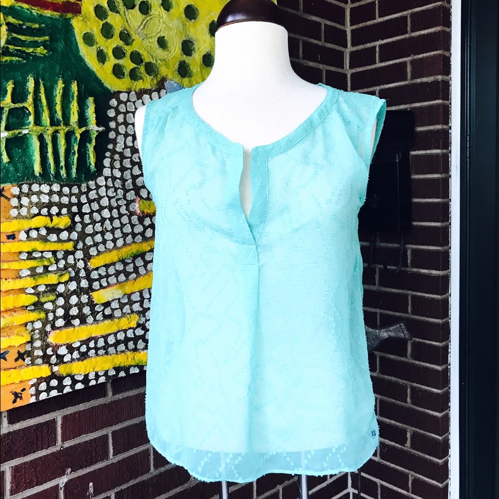American Eagle Outfitters Teal Chiffon Blouse