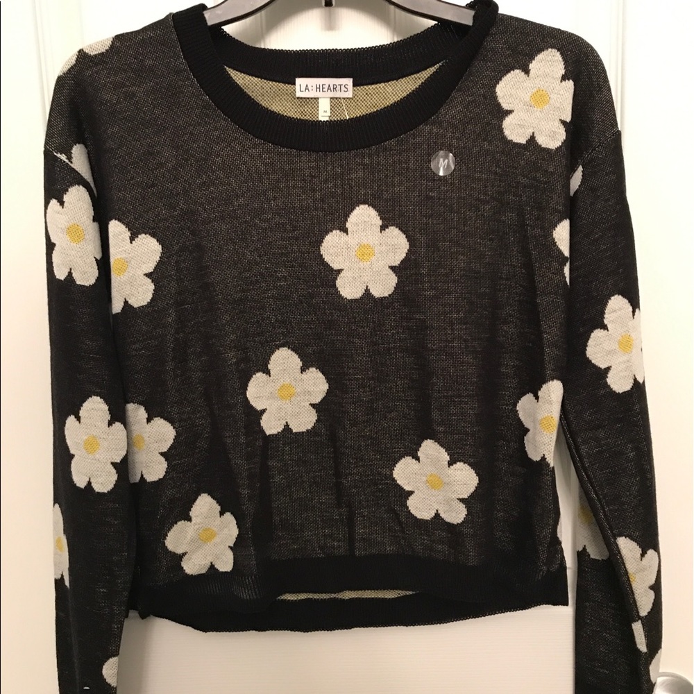LA Hearts Daisy Crop Sweater