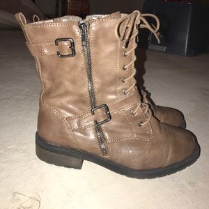 Brown Lightly Worn Combat Boots