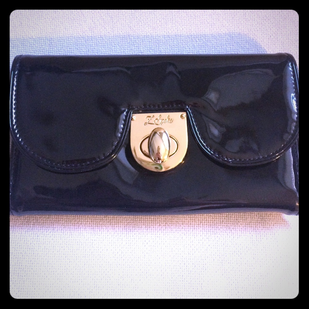 Black patent leather wallet never used