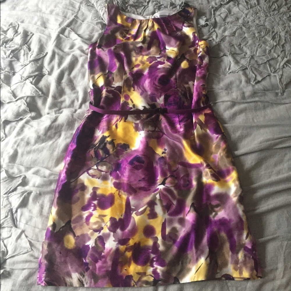 Ann Taylor Purple Flower Dress Size 6