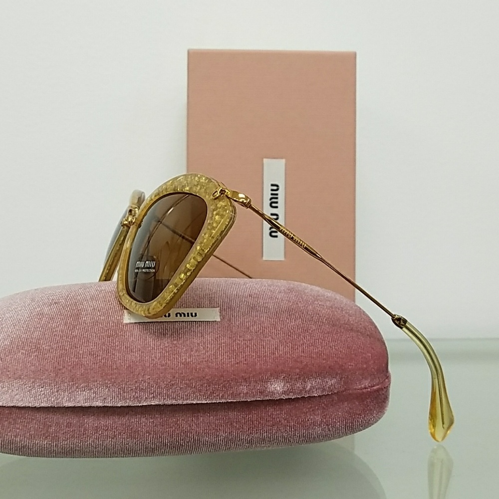 Authentic MIU MIU gold glitter retro sunglasses