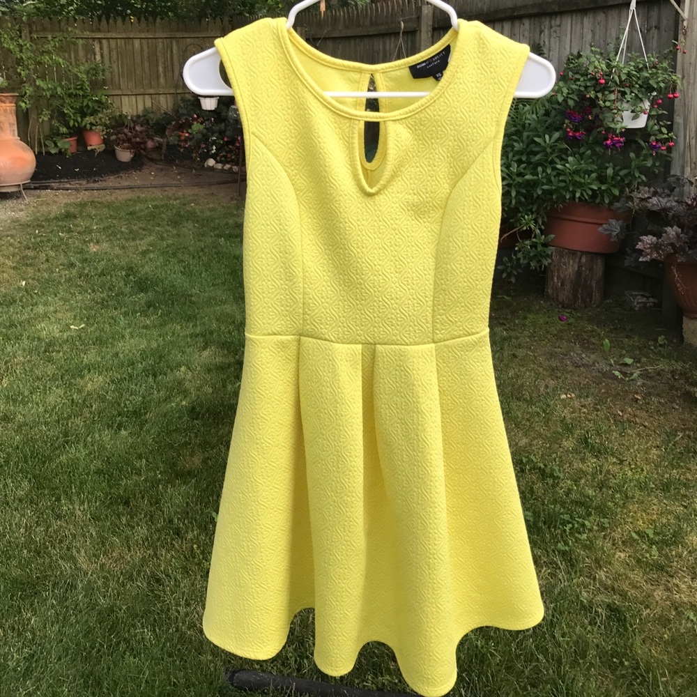 Yellow patterned fabric skater dress