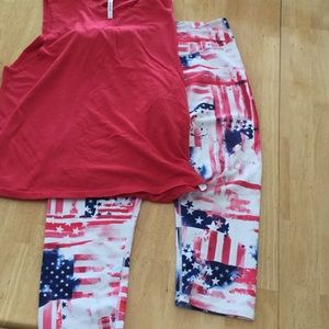 EUC Fabletics Capris size L and tank size M