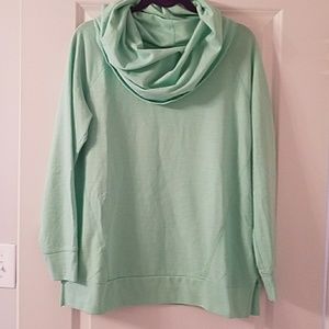 Cowl neck tunic sweatshirt in mint green,  size L