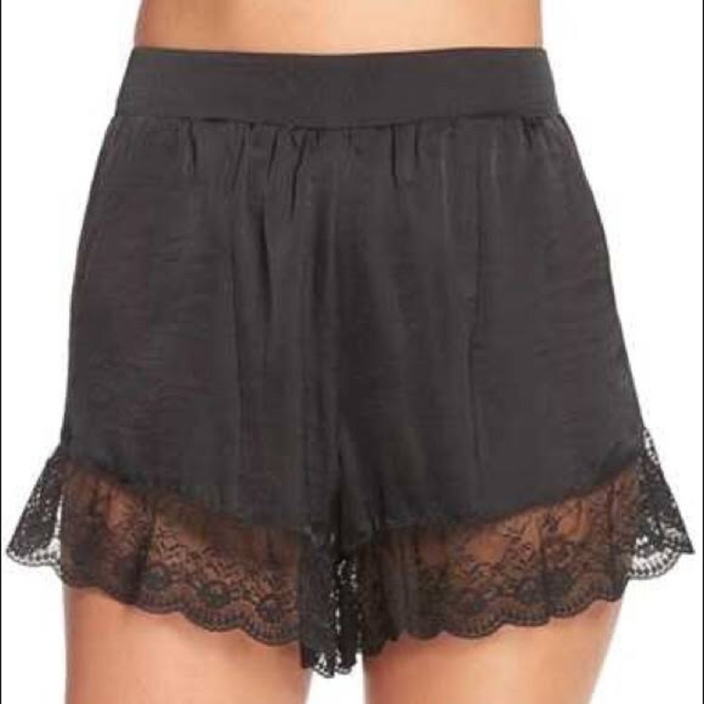Band of Gypsies Lace Trim Satin Tap Shorts NEW