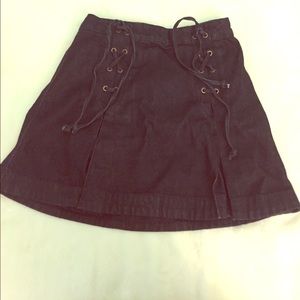 Denim lace up mini skirt