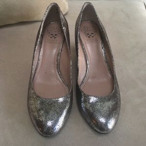 Silver leather Vince Camuto wedges