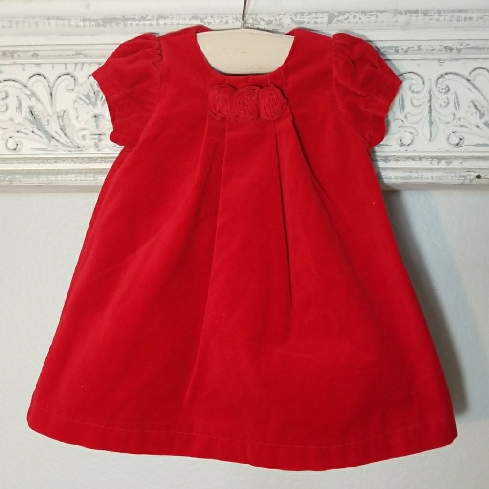Red Pleated Dress with flowers