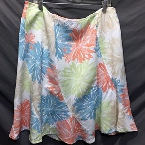 Linen Pastel Floral Summer Skirt Size 16 NWOT