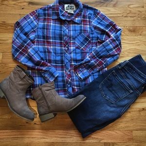 Patriotic Plaid Button-Down Size S