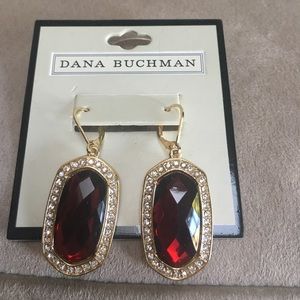 Red and gold drop earrings