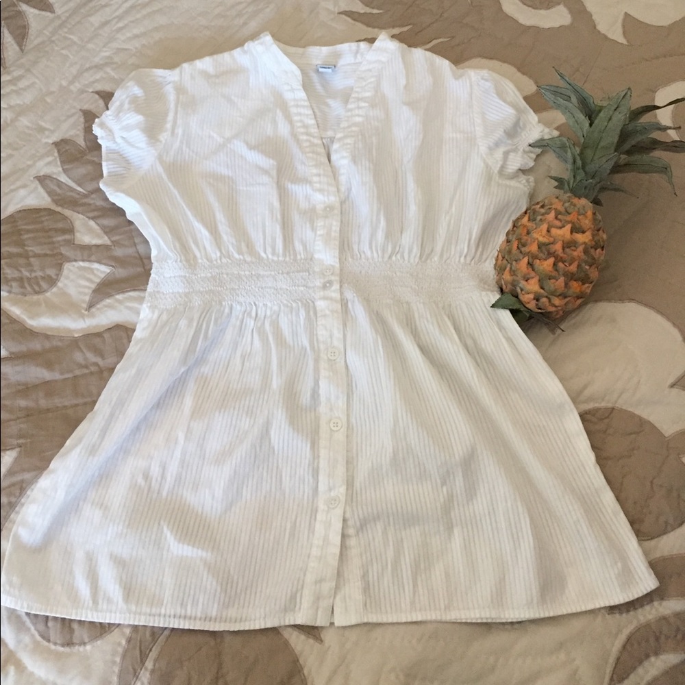 Gap white striped blouse