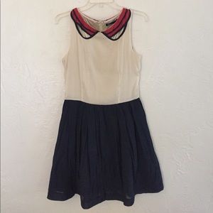 Peter Pan collar two tone dress
